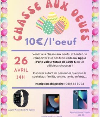 Chasse aux oeufs le 26 avril à 14h