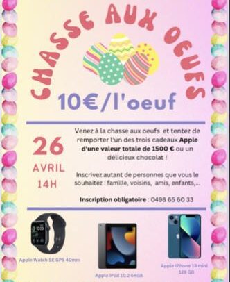 Chasse aux oeufs le 26 avril à 14h
